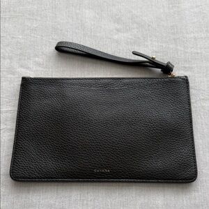 Cuyana Black Pebbled Leather Clutch / Wristlet